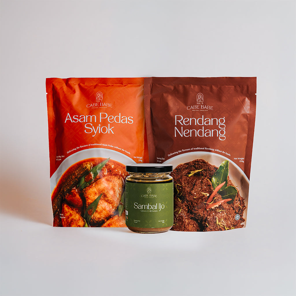 Cabebabe Essential Pack (x1 Sambal Ijo / x1 Rendang Nendang / x1 Asam Pedas Syiok)