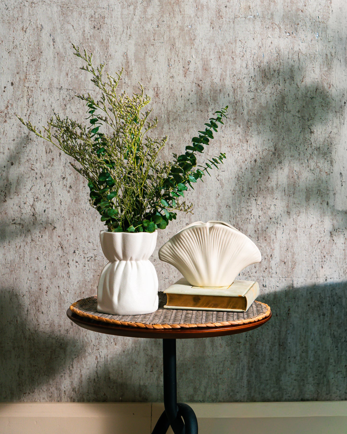 Clair Crinkled Bouquet Vase In Organic Clay