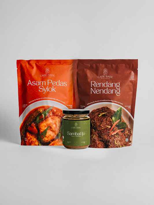 Cabebabe Essential Pack (x1 Sambal Ijo / x1 Rendang Nendang / x1 Asam Pedas Syiok)