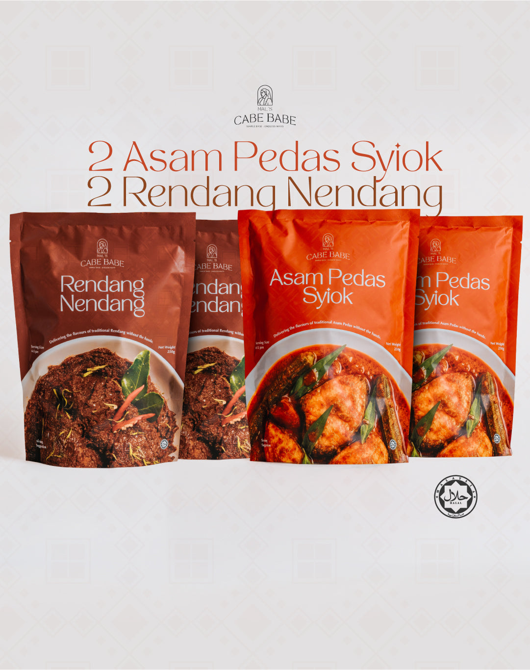 Cabebabe 2 Asam Pedas Syiok / 2 Rendang Nendang (Bundle of 4)