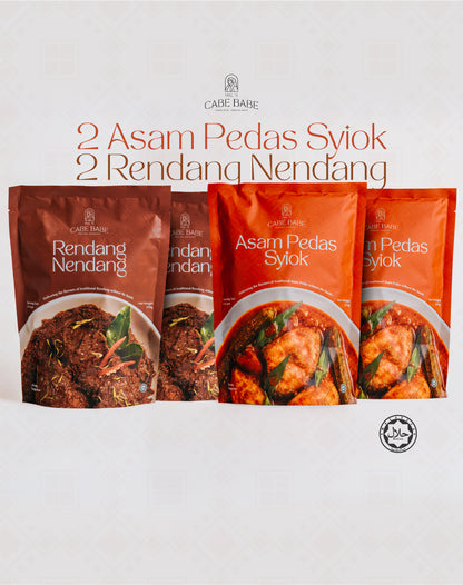 Cabebabe 2 Asam Pedas Syiok / 2 Rendang Nendang (Bundle of 4)