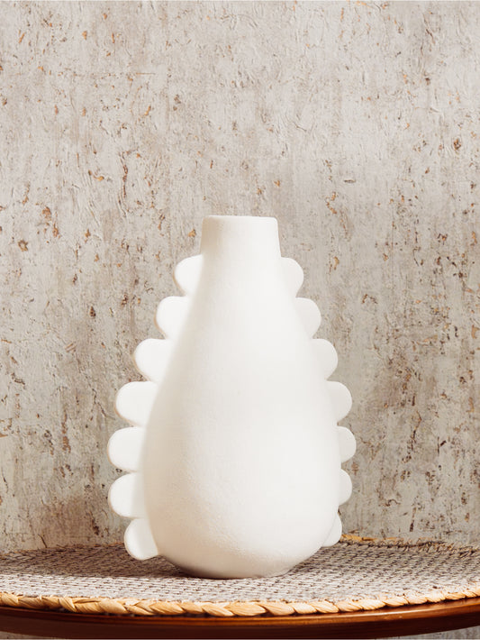 Scarla Scallop Vase In Organic Clay