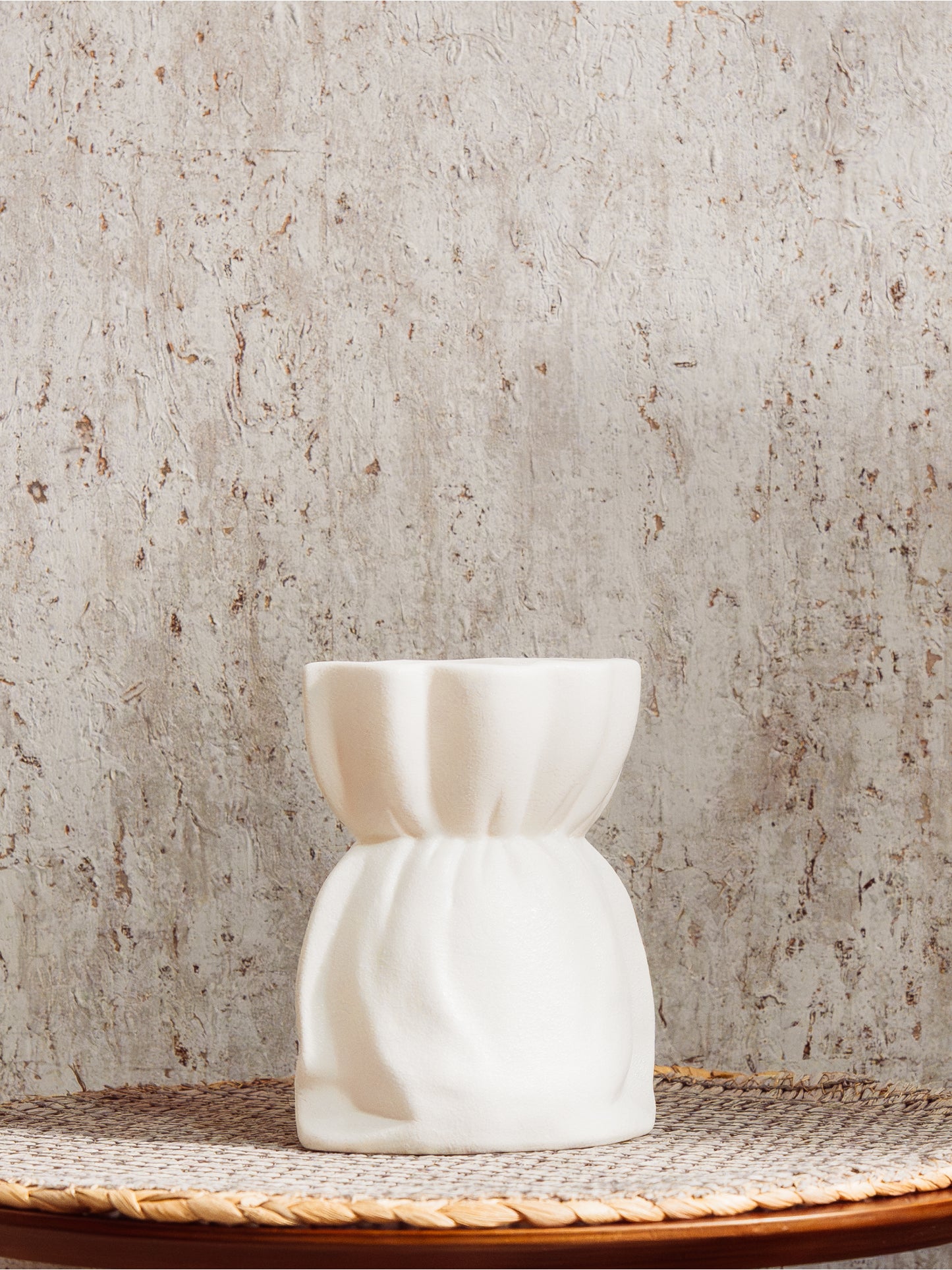 Clair Crinkled Bouquet Vase In Organic Clay