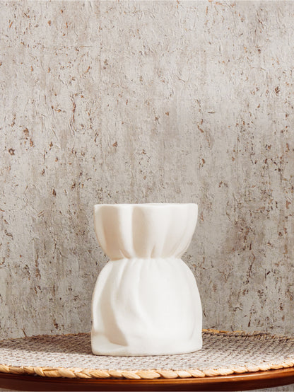 Clair Crinkled Bouquet Vase In Organic Clay
