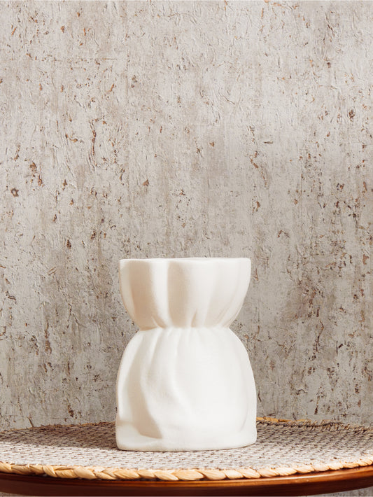 Clair Crinkled Bouquet Vase In Organic Clay