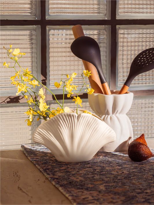 Olesea Shell Vase In Organic Clay