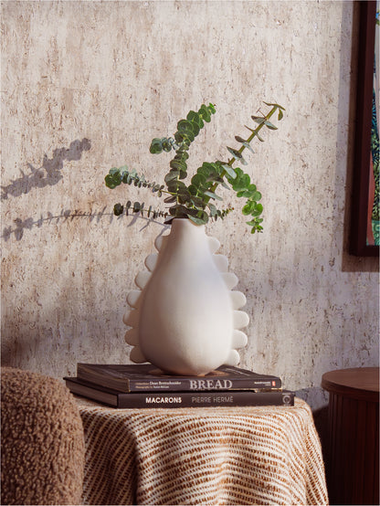 Scarla Scallop Vase In Organic Clay