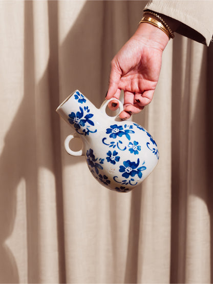 Donna Blue Vase In Vintage Ceramic