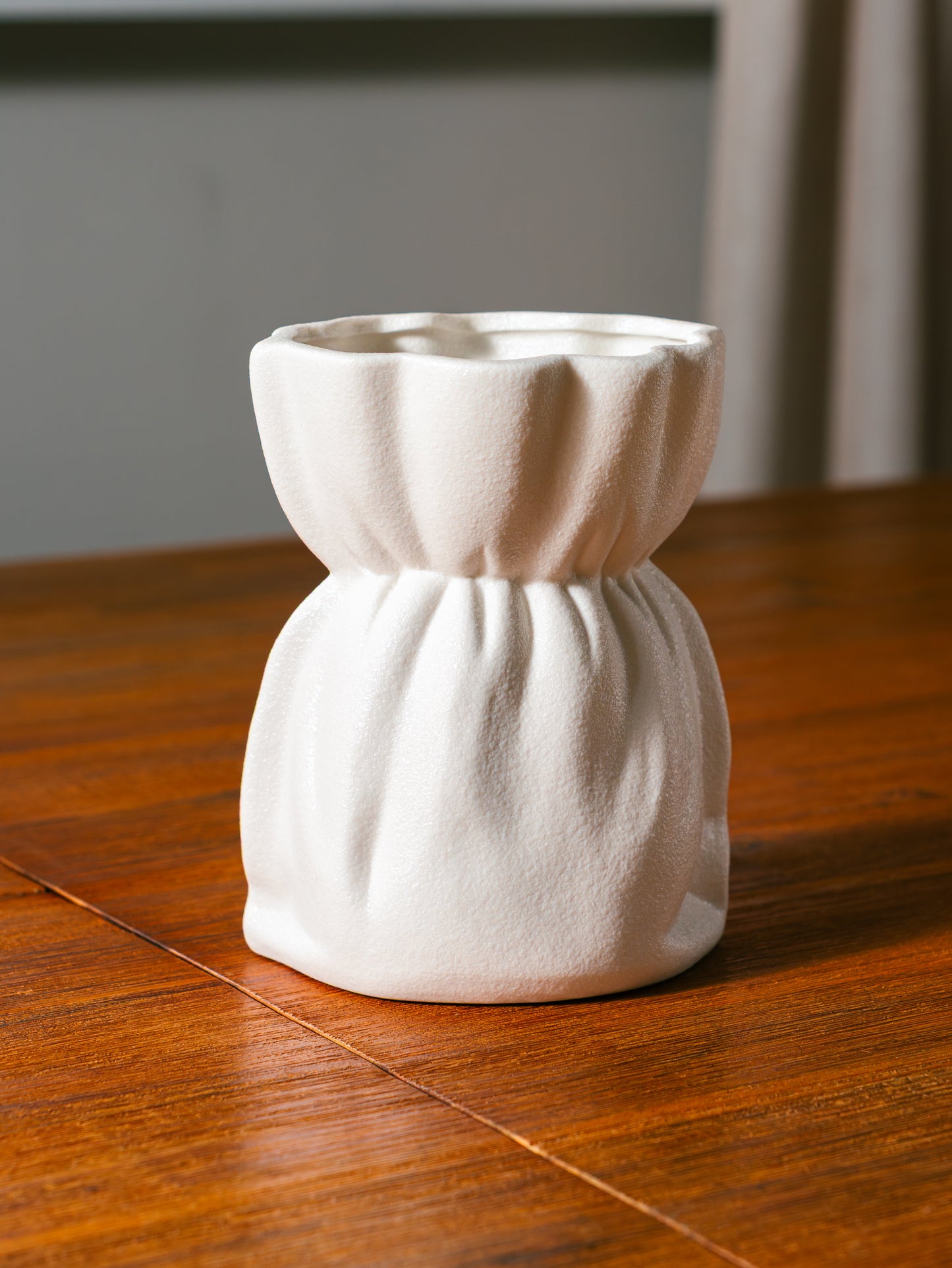 Clair Crinkled Bouquet Vase In Organic Clay